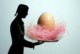 silhouette of a woman holding an egg