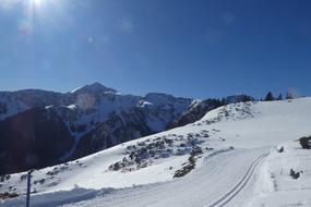 snowy weather in a blue sky