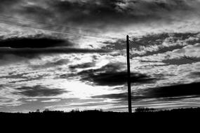 Monochrome Landscape Sunset Black