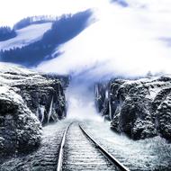 Railroad Track Railway at winter