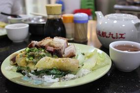 Vegetables and rice in the cafe