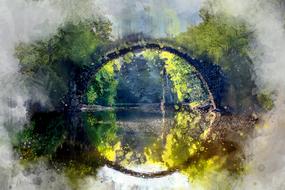 watercolor river nature green