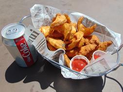 fried chicken with a drink