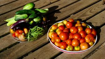 harvest of fresh vegetables on the table