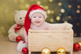 Christmas Winter Child in basket