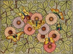 flower butterfly cubism mosaic