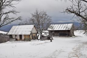 Winter Snow Barn