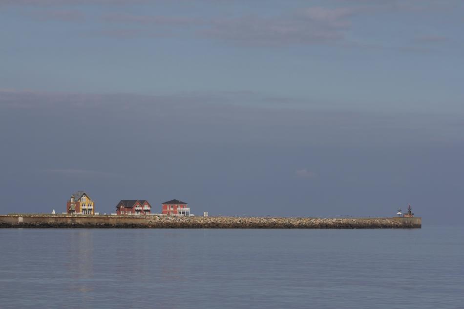 the long bridge in the blue sea is beautiful