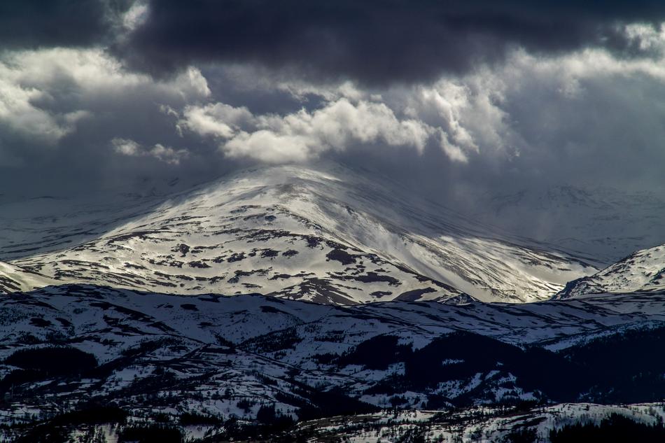 snowy mountain with clouds landscape