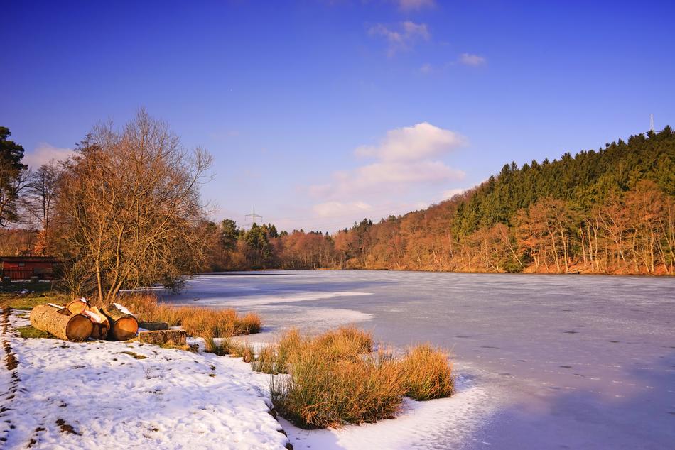 Wintry Lake Frozen Over Ice