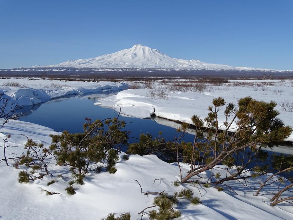 Volcano Mountains River The