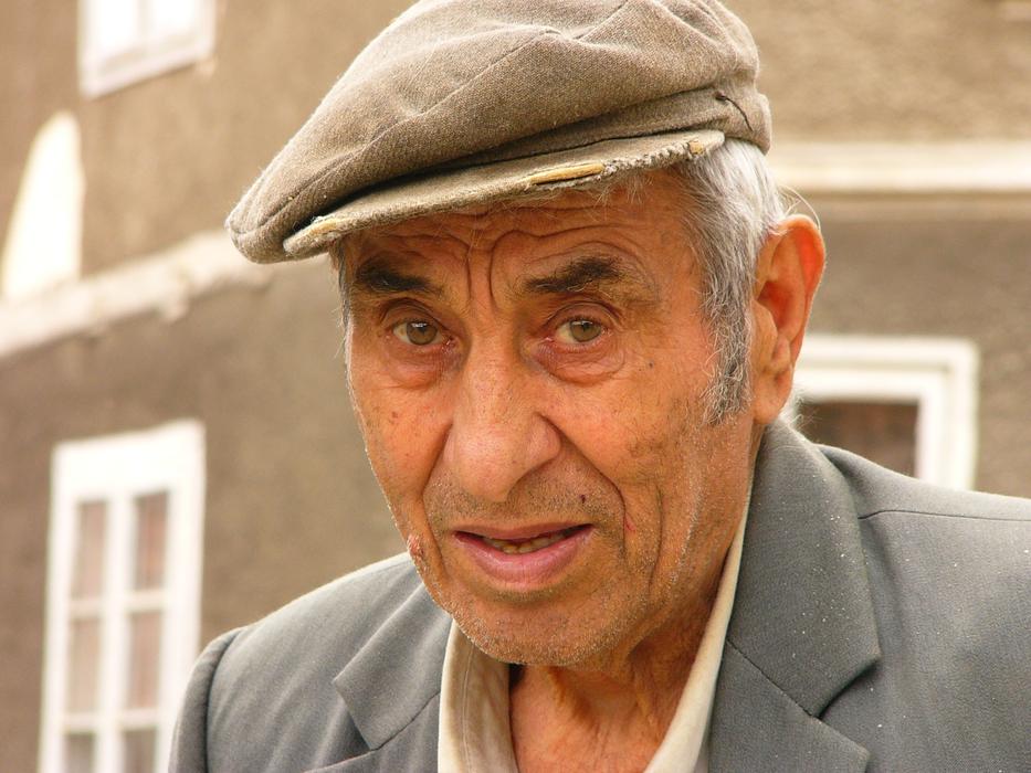 elderly man in a cap in Bulgaria