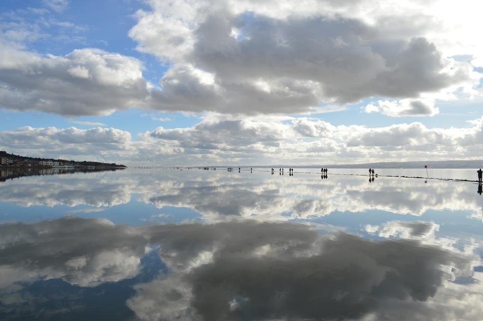 cloudy sky in the lake reflection