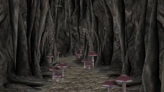 landscape cave mushroom fantasy