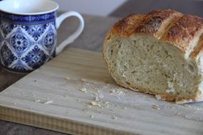 bread crumbs and a mug