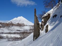 stone wall in the snow