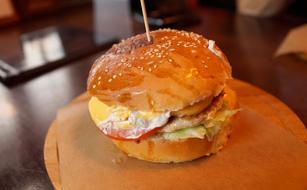 juicy burger on the table