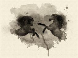 art printing watercolor horses
