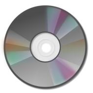 Close-up of the shiny, colorful compact disk, at white background, clipart