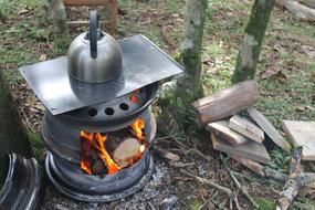 fire in the stove outside