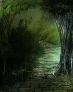 green mystical forest