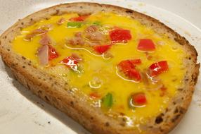 Bread with egg and peppers