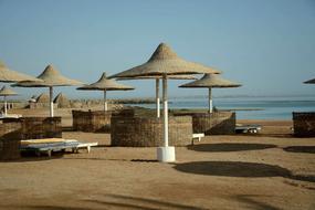 Parasols and chairs on coast resort