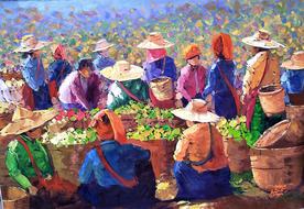 art painting tea women