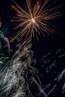 bright fireworks lights on a black background