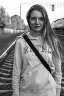 Portrait Of A Girl Beautiful on railway