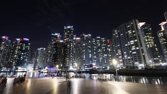 Korea Busan Haeundae Beach Night
