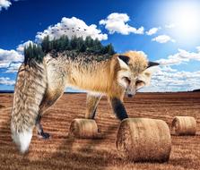 fox in thorns in the desert
