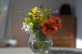 flowers in a glass vase with water