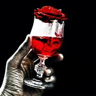 rose hand glass red