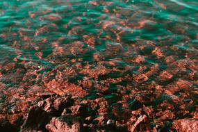the sea with the color red is beautiful