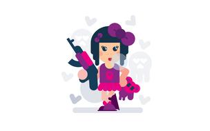 cartoon girl character with gun