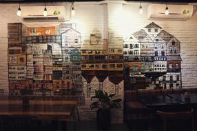 beautiful pattern on the wall in the cafe