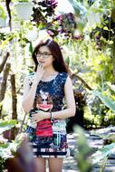 asian Girl in glasses outdoor Portrait