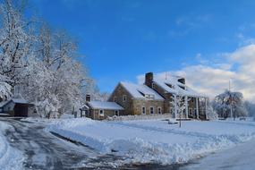Stone House Snow Winter