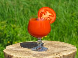 healthy tomato drink in a glass