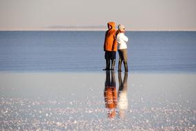Reflection Water Landscape Uyuni salt flat immensity