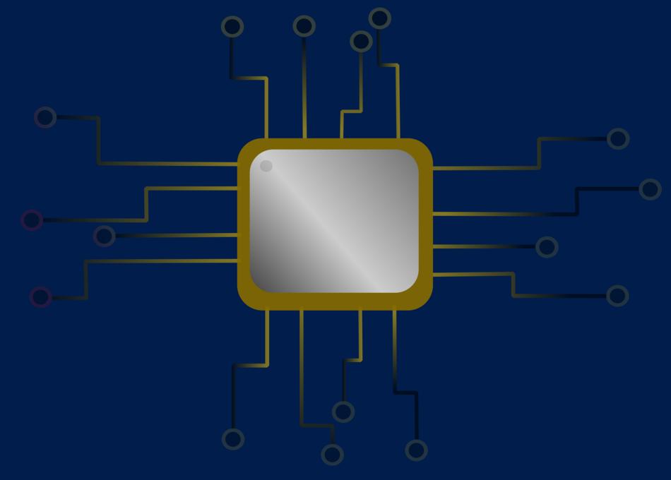 gray chip on blue background