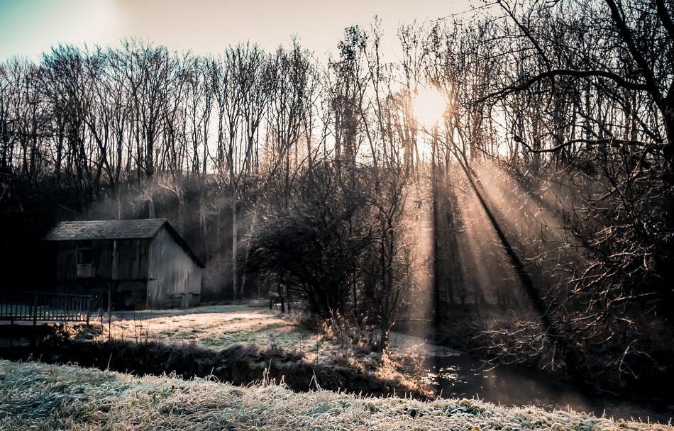 Cabin Dusk Landscape