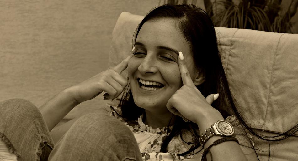 Girl Seating Laughter