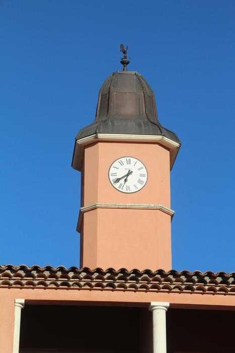 clock tower on a blue background