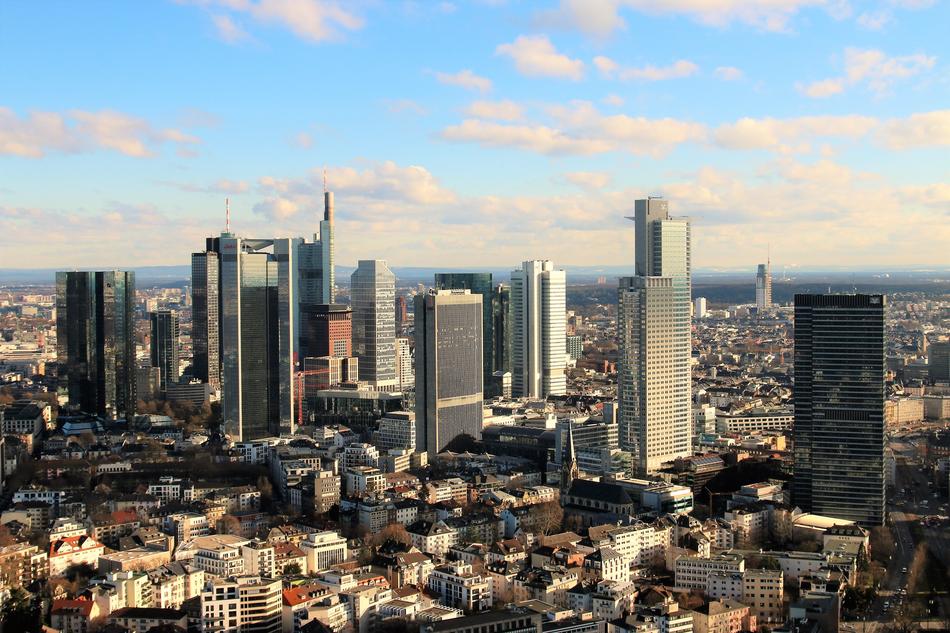 panorama of skyscrapers in frankfurt am main, germany