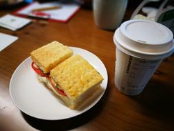 sandwich fresh with coffee