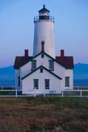 white lighthouse on a hillock