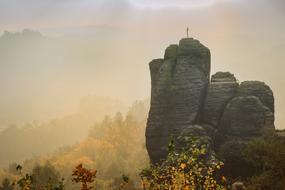 Elbe Sandstone Morning Haze Rock