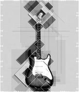 guitar music instrument collage drawing